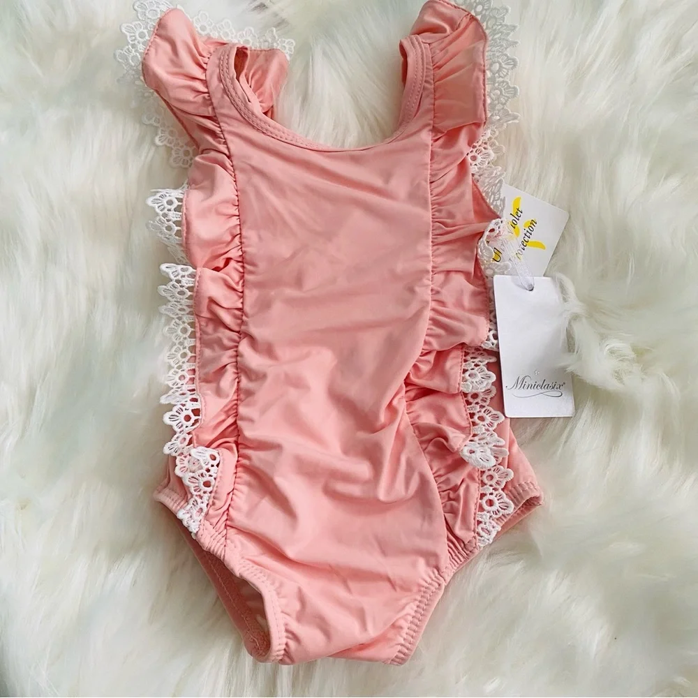 Miniclasix Girl’s Frill Swimsuit NWT 6-9mo Msrp $50